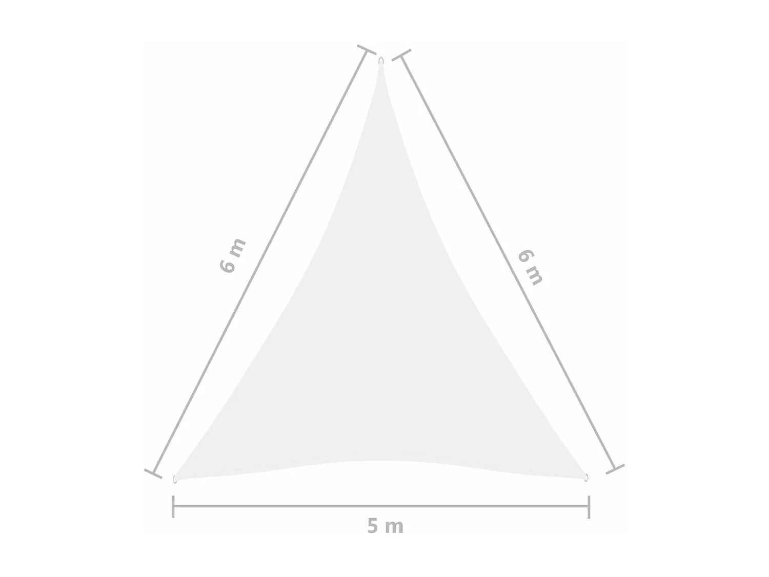 Voile de parasol tissu oxford triangulaire 5x6x6 m blanc