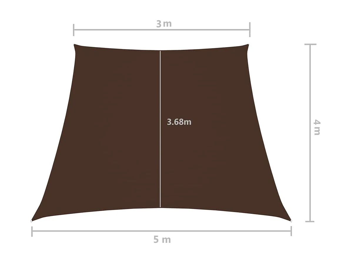 Voile de parasol Tissu Oxford trapèze 3/5x4 m Marron