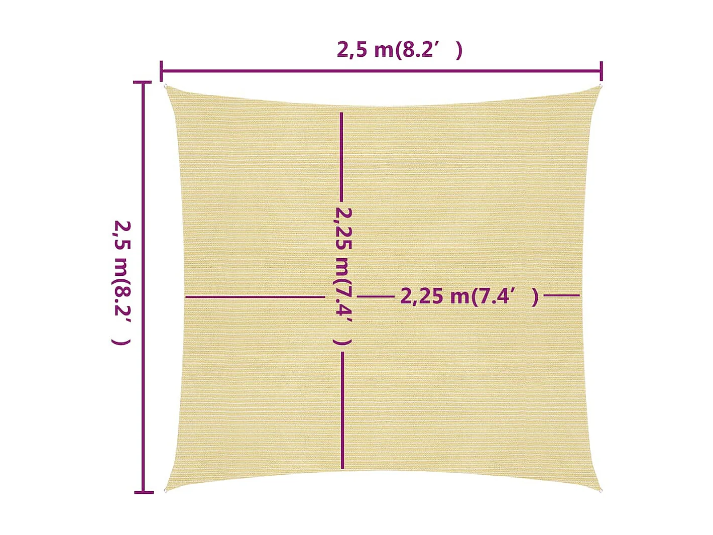 Voile d'ombrage 160 g/m² Beige 2,5x2,5 m PEHD