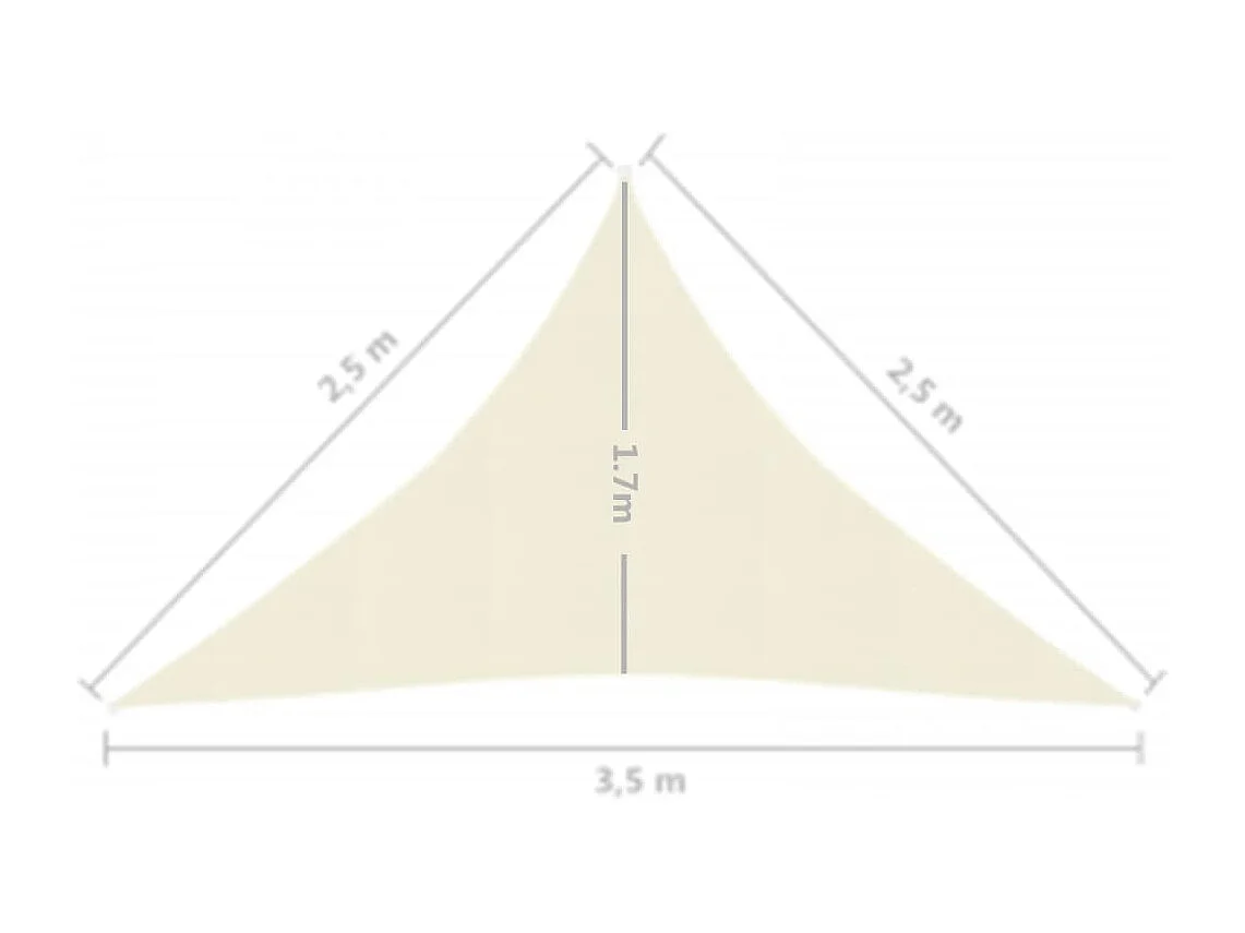 Sombra vela 160 g/m² Creme 2,5x2,5x3,5 m HDPE