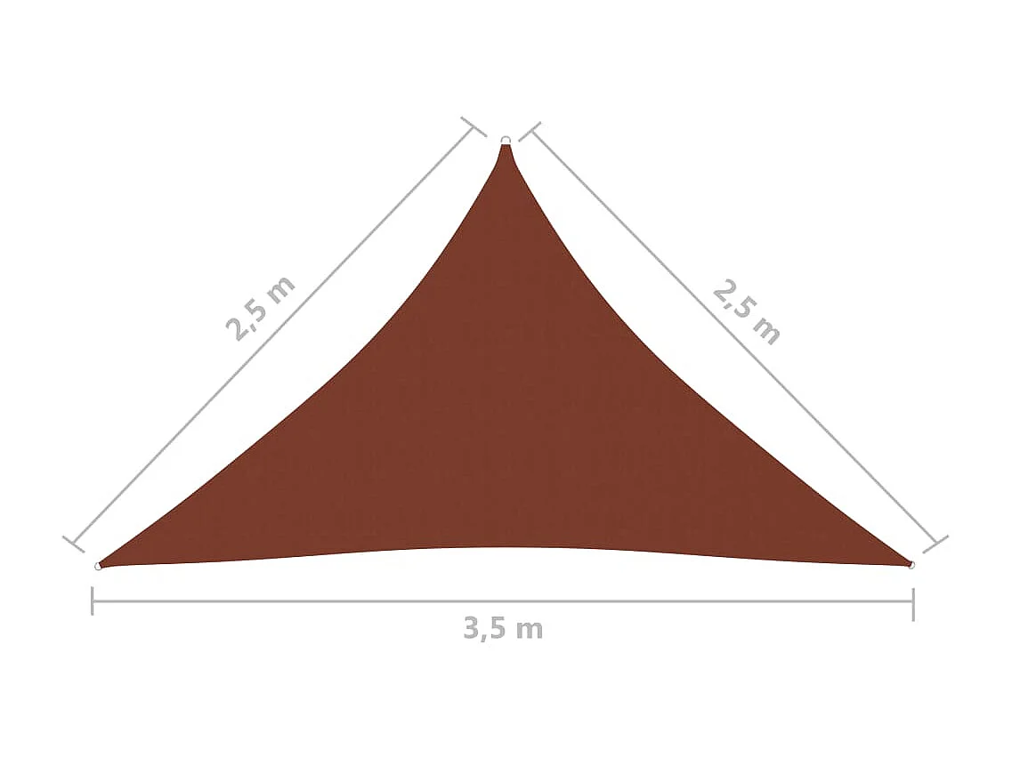 Vela parasole triangolare in tessuto oxford 2,5x2,5x3,5 mt