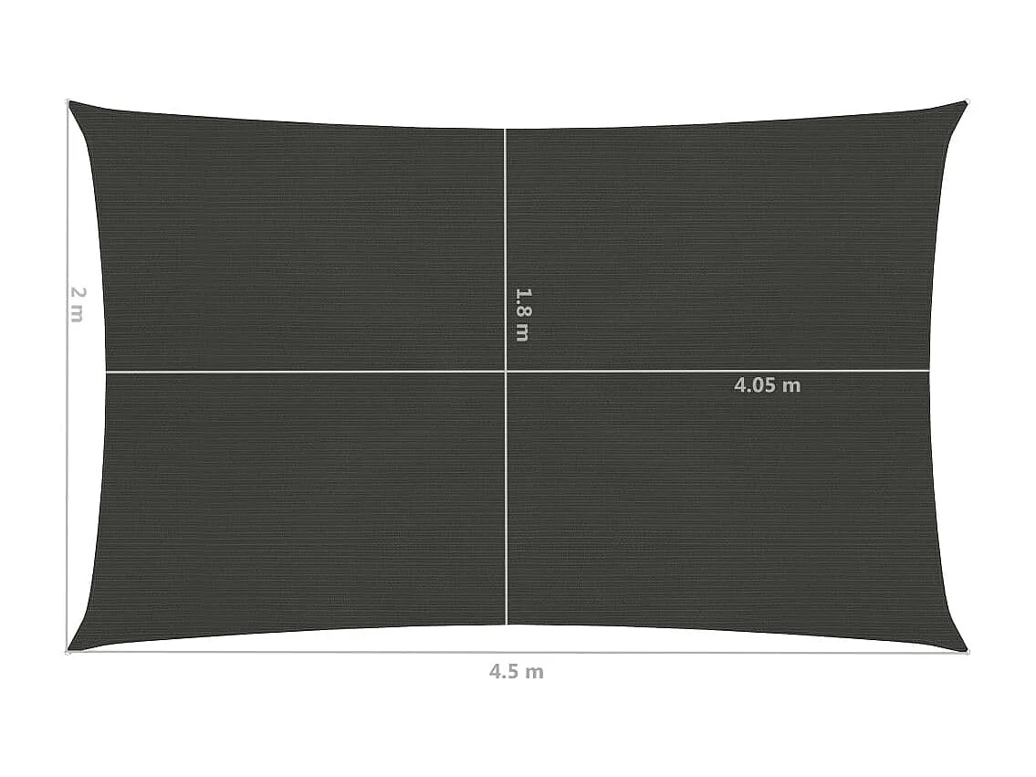 Sonnensegel 160 g/m² Anthrazit 2x4,5 m HDPE