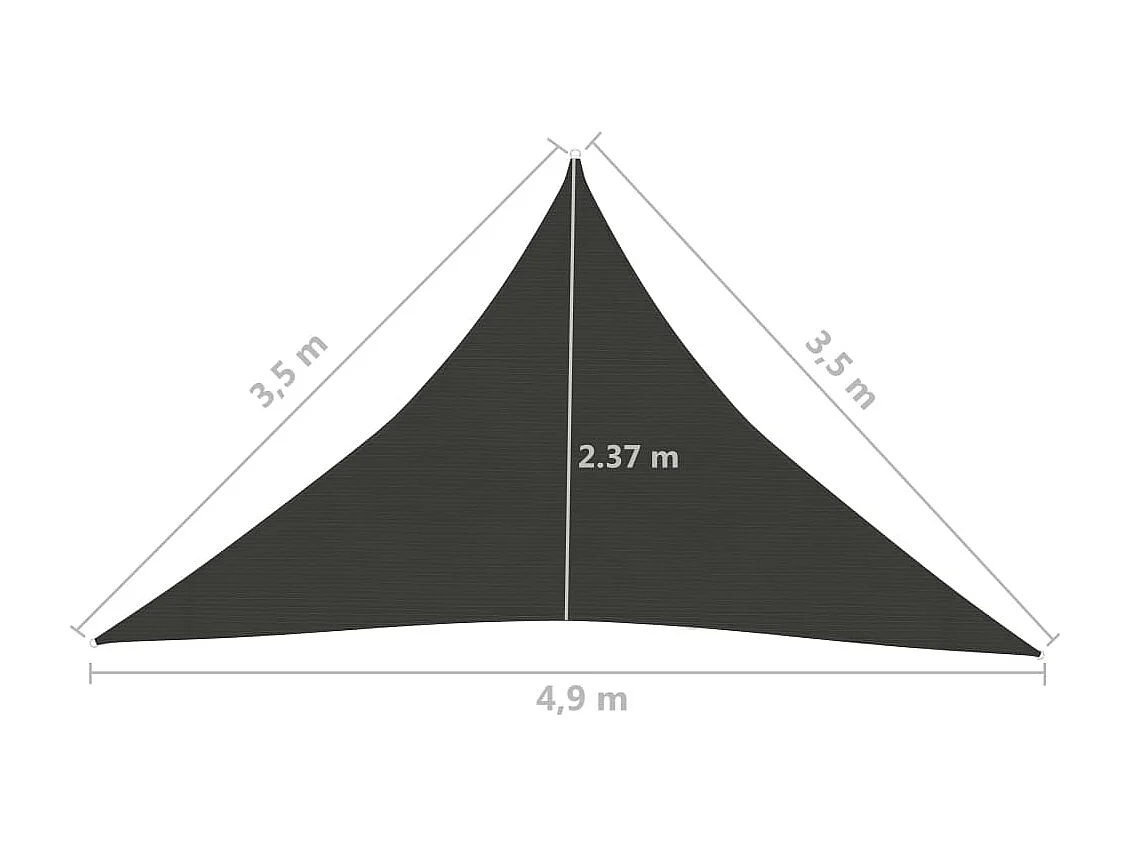 Vela ombreggiante 160 g/m² Antracite 3,5x3,5x4,9 mt HDPE