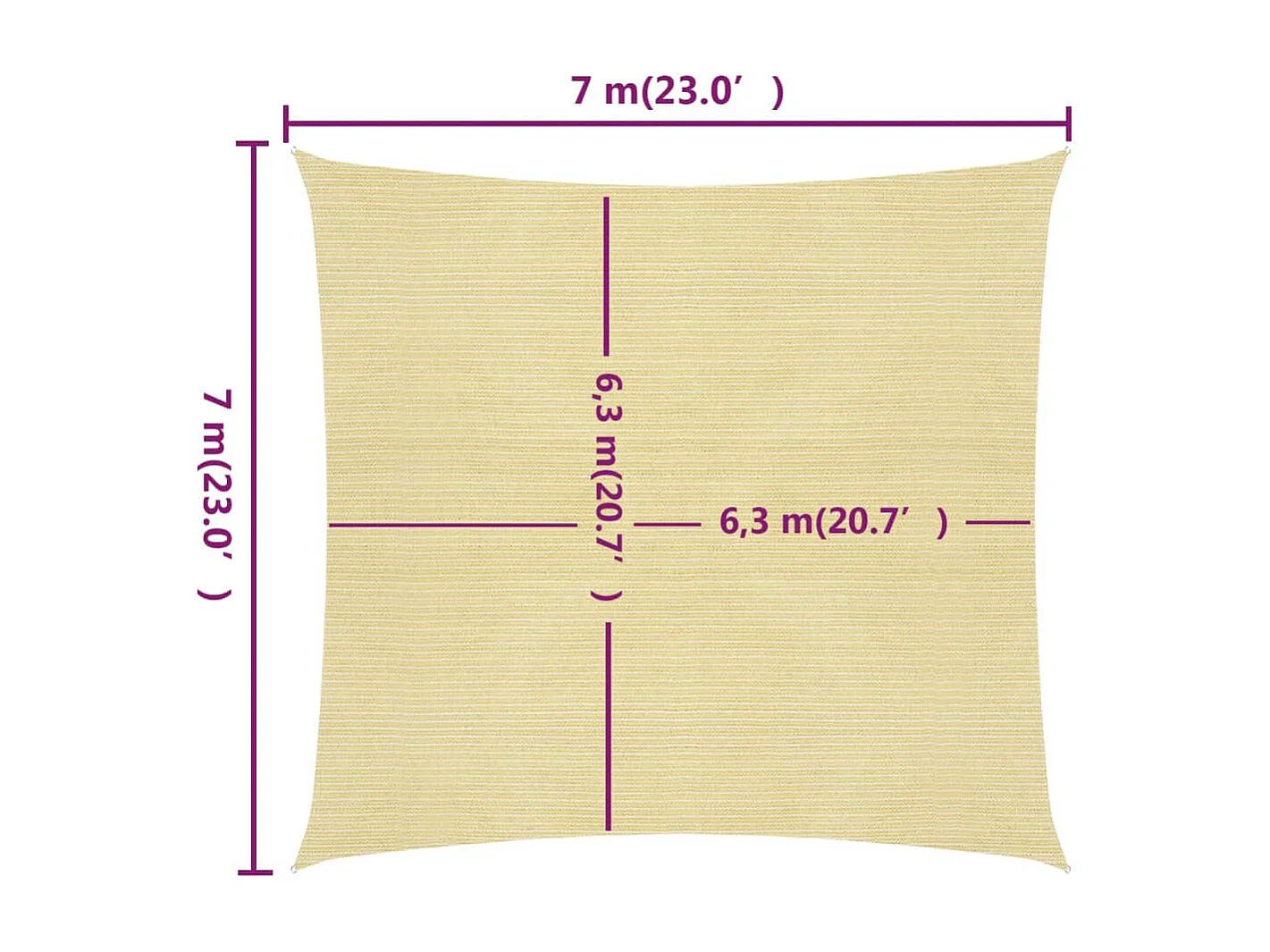 Vela ombreggiante 160 g/m² Beige 7x7 m HDPE