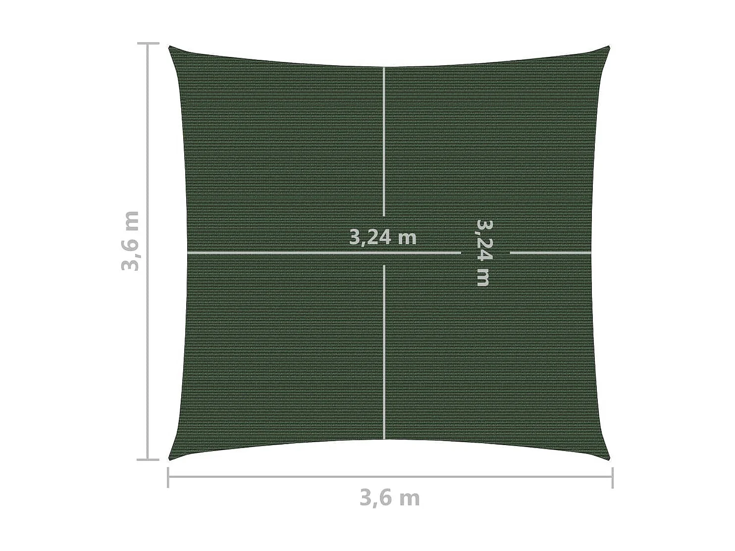 Voile d'ombrage 160 g/m² Vert foncé 3,6x3,6 m PEHD