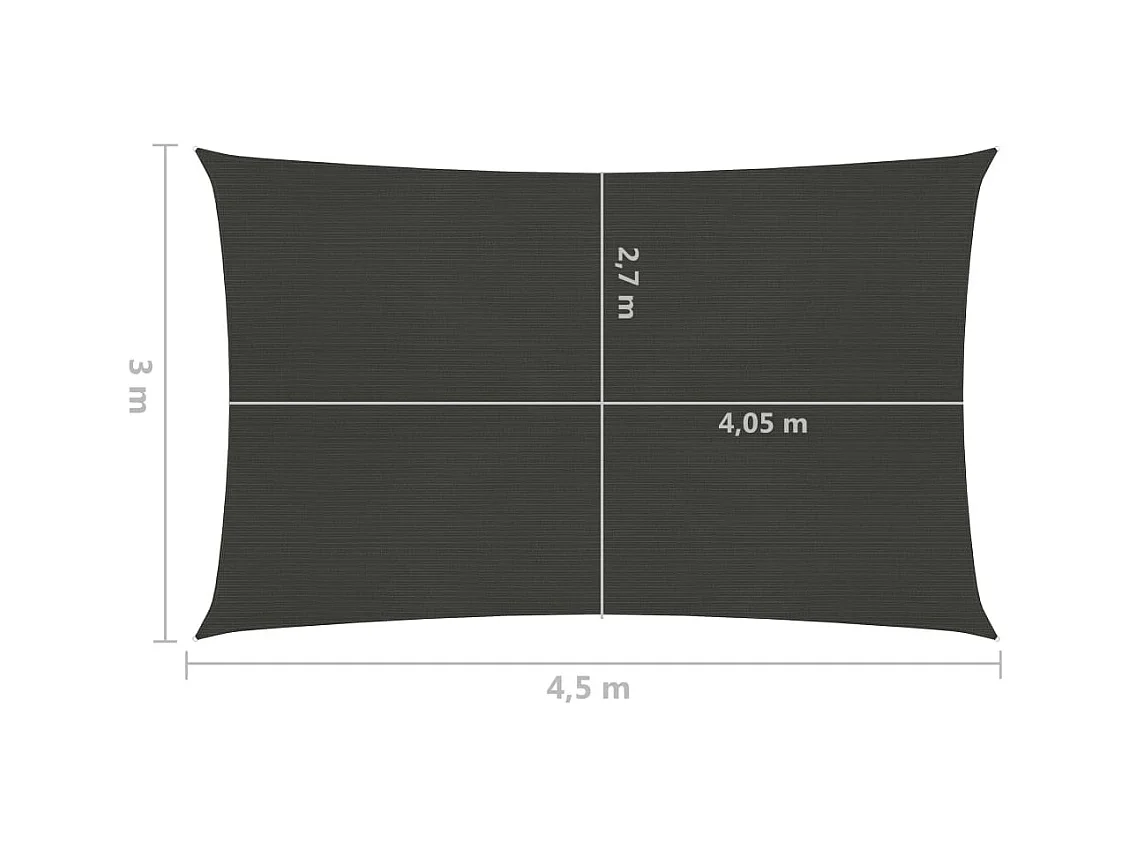 Voile d'ombrage 160 g/m² Anthracite 3x4,5 m PEHD