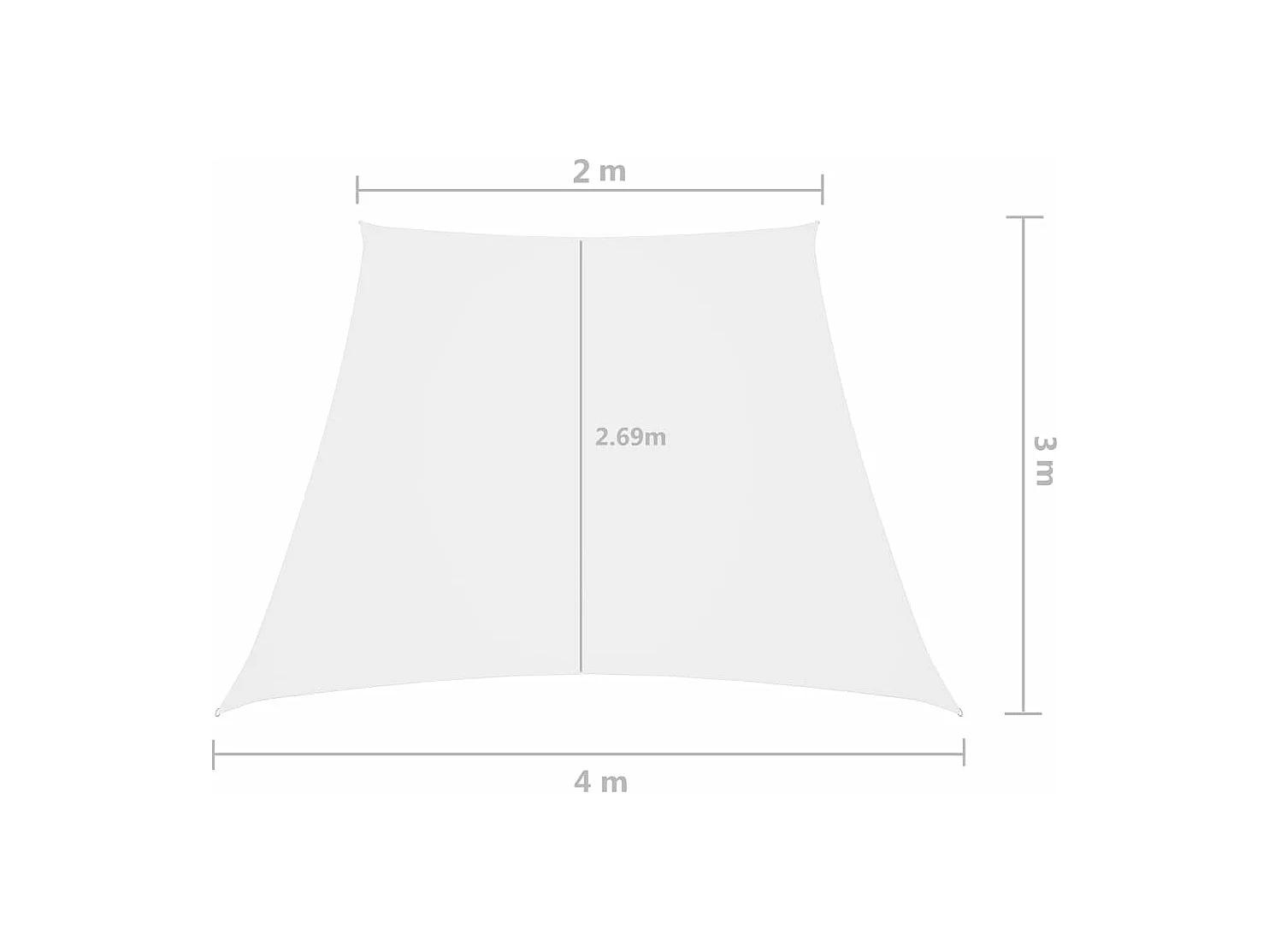 Vela parasole trapezio in tessuto Oxford 2/4x3 mt Bianca