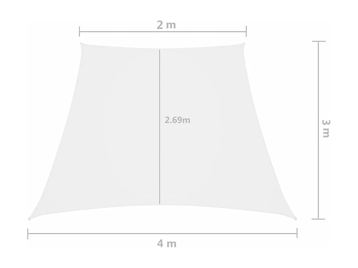 Voile de parasol Tissu Oxford trapèze 2/4x3 m Blanc