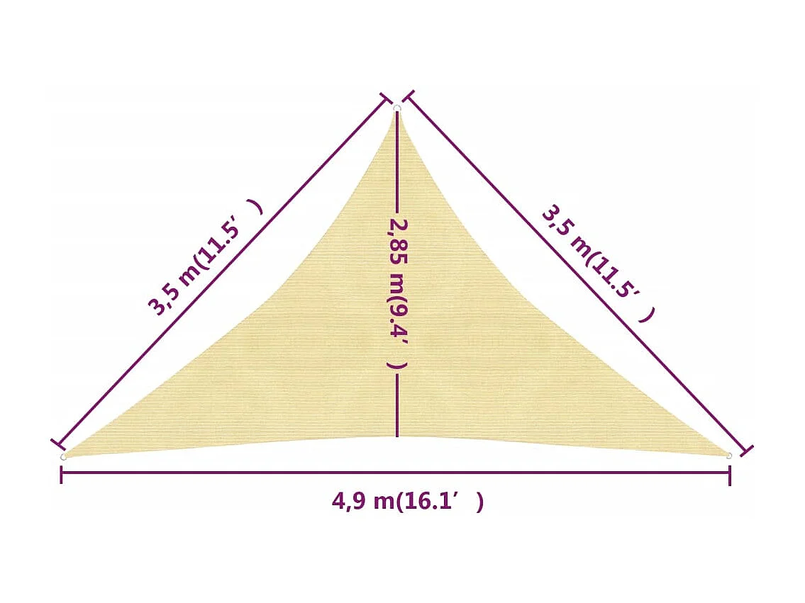 Vela de sombra 160 g/m² Castanho 3,5x3,5x4,9 m HDPE