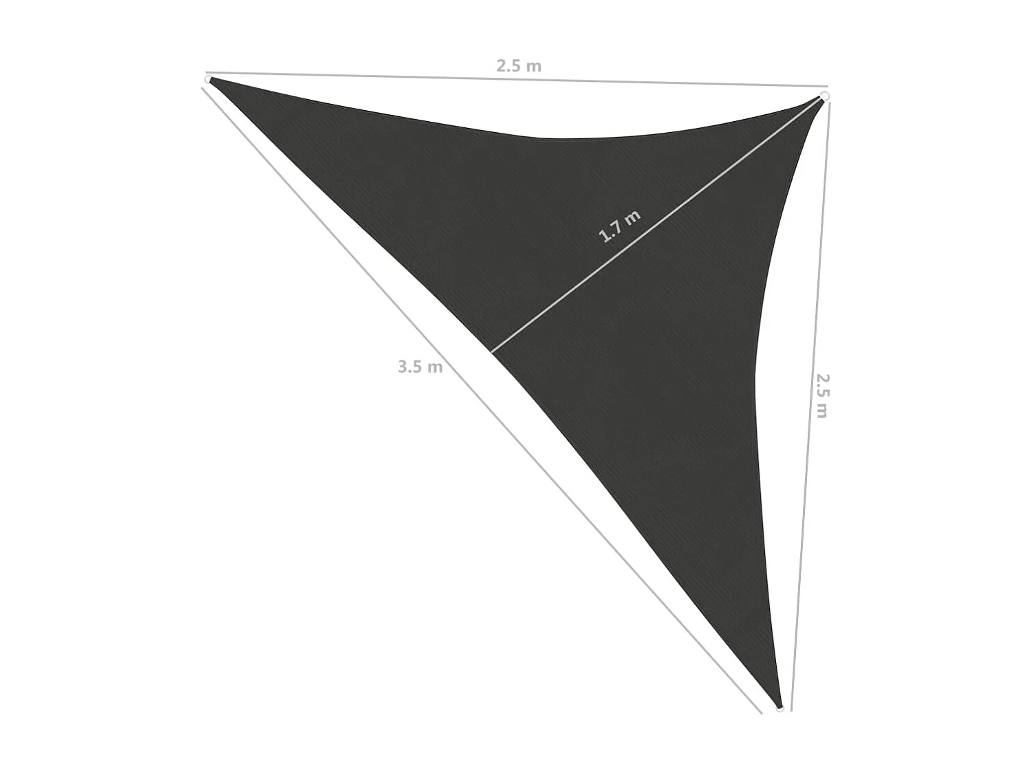 Voile d'ombrage 160 g/m² Anthracite 2,5x2,5x3,5 m PEHD