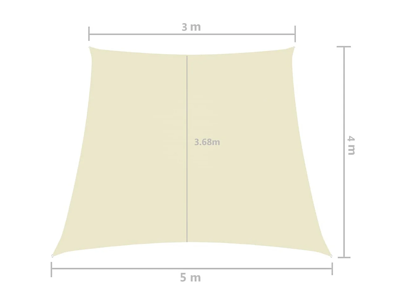 Voile de parasol Tissu Oxford trapèze 3/5x4 m Crème