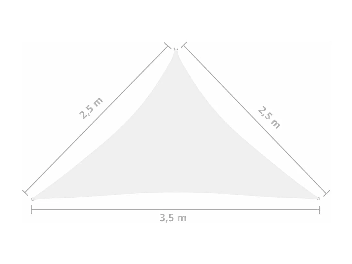 Vela parasole triangolare in tessuto oxford 2,5x2,5x3,5 mt bianca
