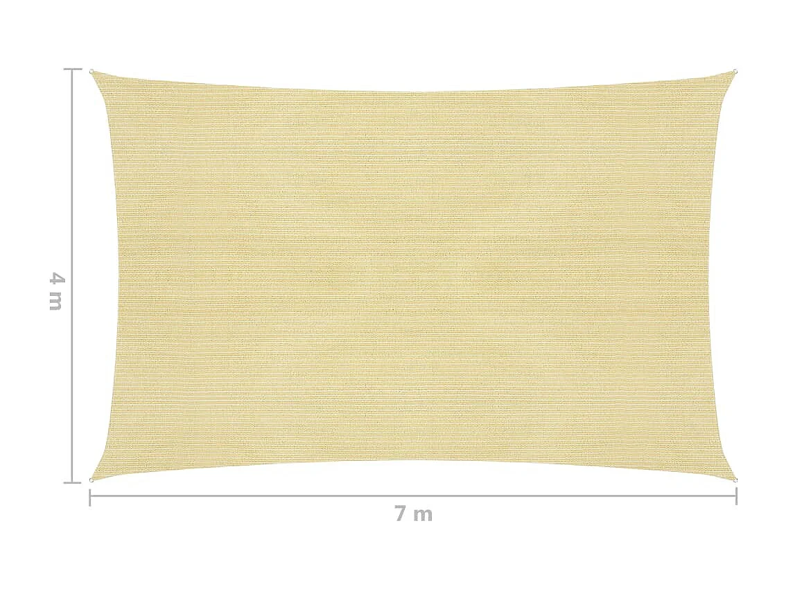 Sonnensegel 160 g/m² Beige 4x7 m HDPE