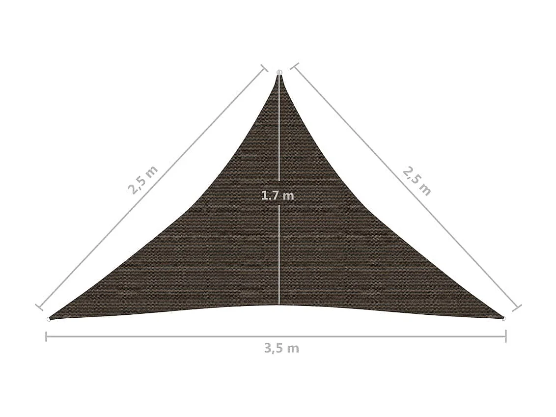 Voile d'ombrage 160 g/m² Marron 2,5x2,5x3,5 m PEHD