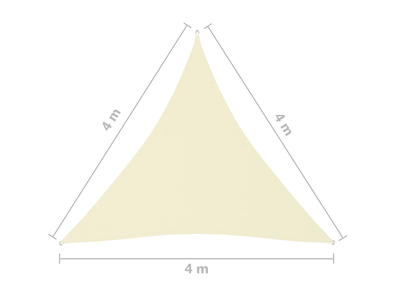 Voile de parasol tissu oxford triangulaire 4x4x4 m crème