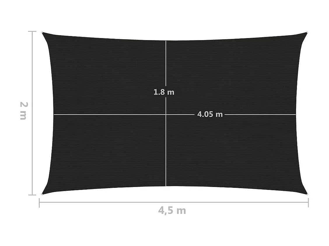 Voile d'ombrage 160 g/m² Noir 2x4,5 m PEHD