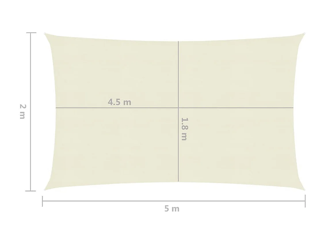 Voile d'ombrage 160 g/m² Crème 2x5 m PEHD