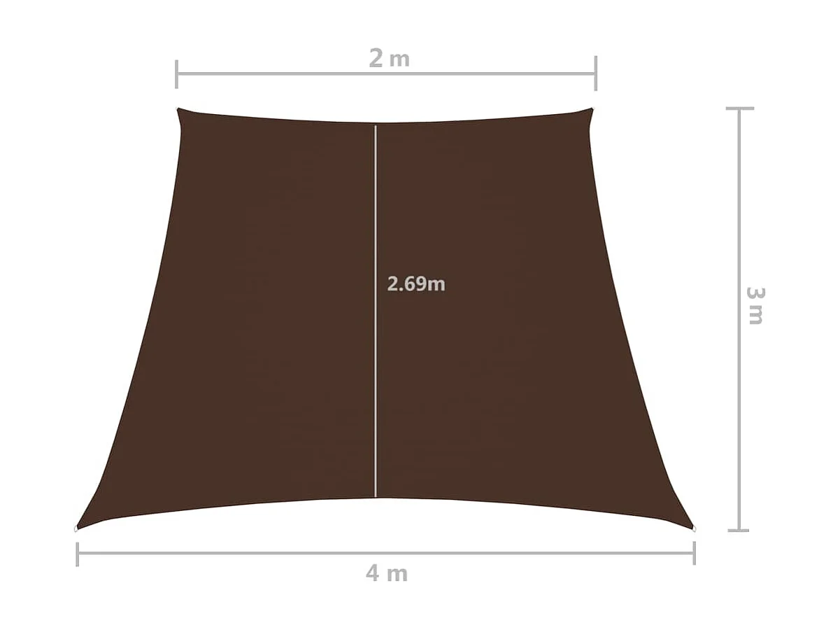Voile de parasol Tissu Oxford trapèze 2/4x3 m Marron