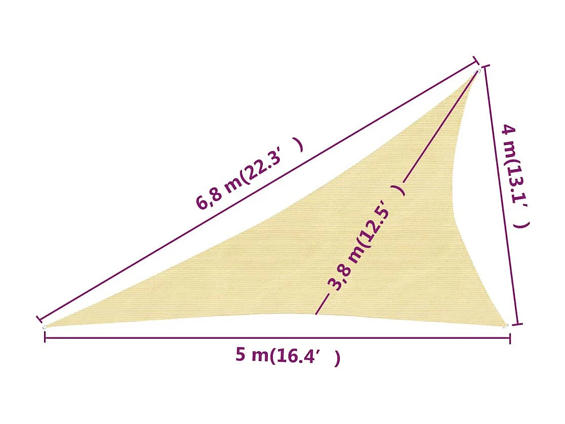 Sonnensegel 160 g/m²Beige 4x5x6,8 m HDPE
