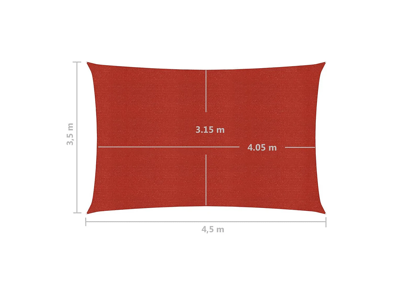 Voile d'ombrage 160 g/m² Rouge 3,5x4,5 m PEHD