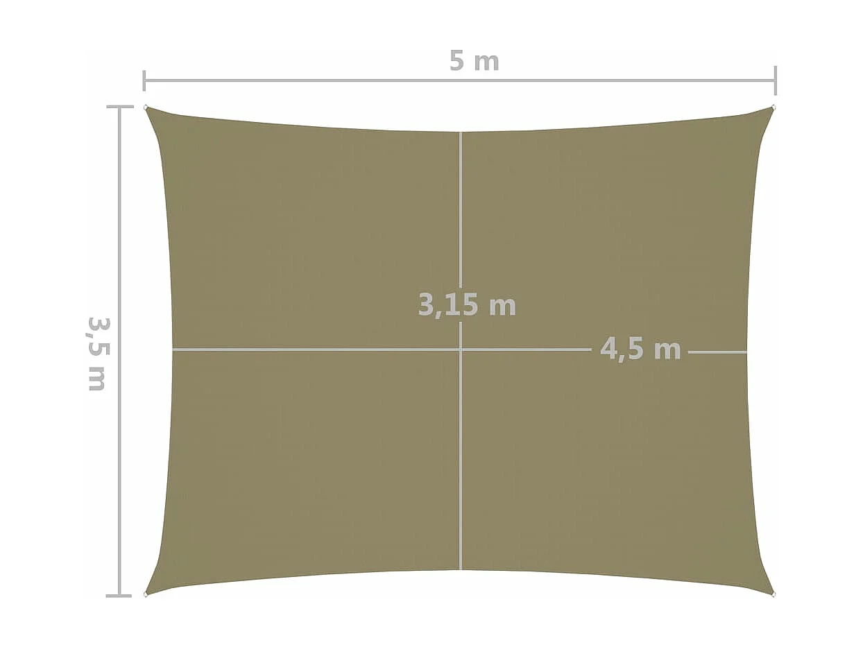 Voile de parasol tissu oxford rectangulaire 3,5x5 m beige