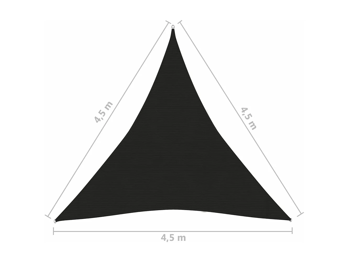 Voile d'ombrage 160 g/m² Noir 4,5x4,5x4,5 m PEHD