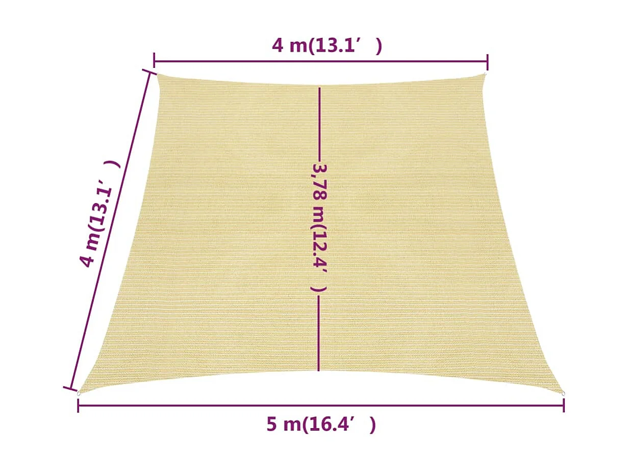 Voile d'ombrage 160 g/m² Beige 4/5x4 m PEHD