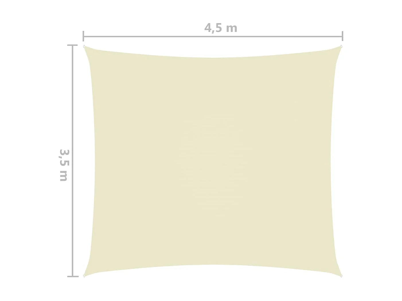 Voile de parasol tissu oxford rectangulaire 3,5x4,5 m crème