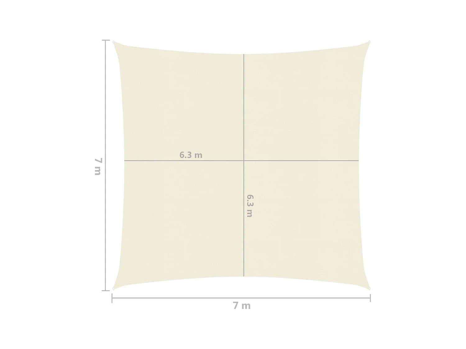 Vela ombreggiante 160 g/m² Crema 7x7 mt HDPE
