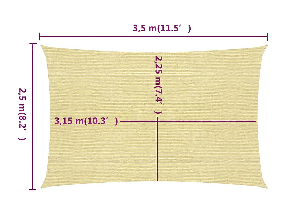 Sonnensegel 160 g/m² Beige 2,5x3,5 m HDPE