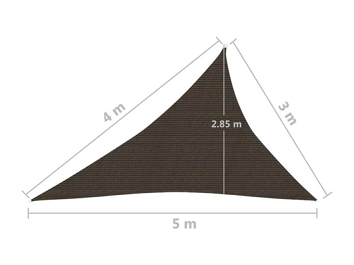 Sonnensegel 160 g/m² Braun 3x4x5 m HDPE
