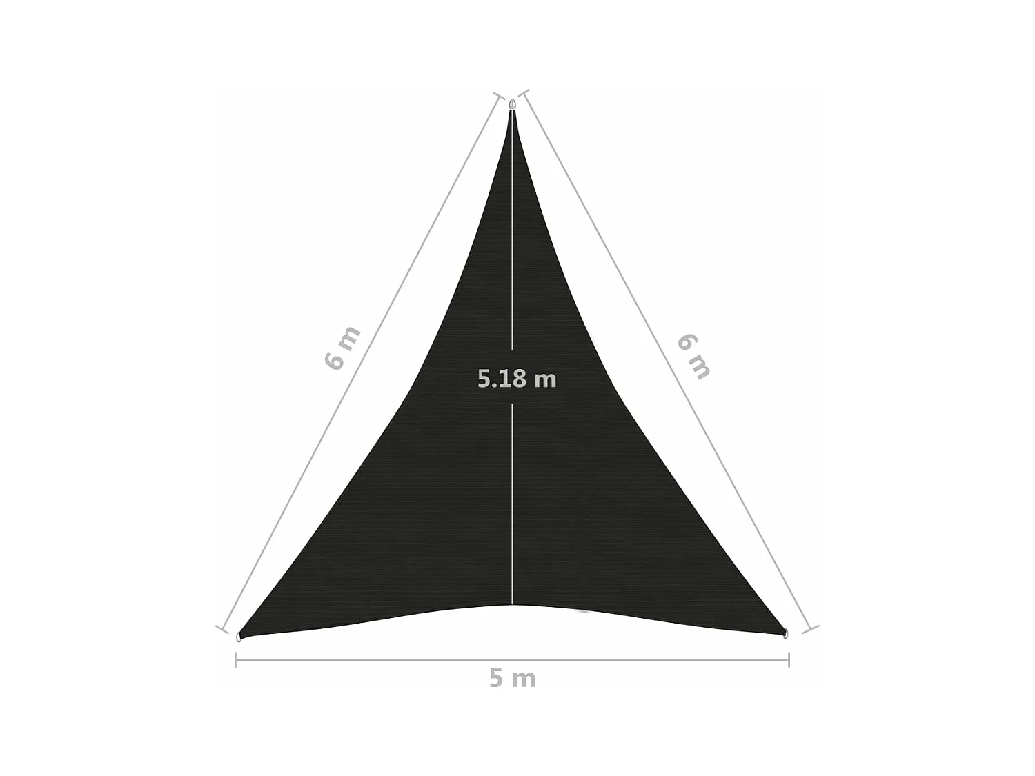Sonnensegel 160 g/m² Schwarz 5x6x6 m HDPE