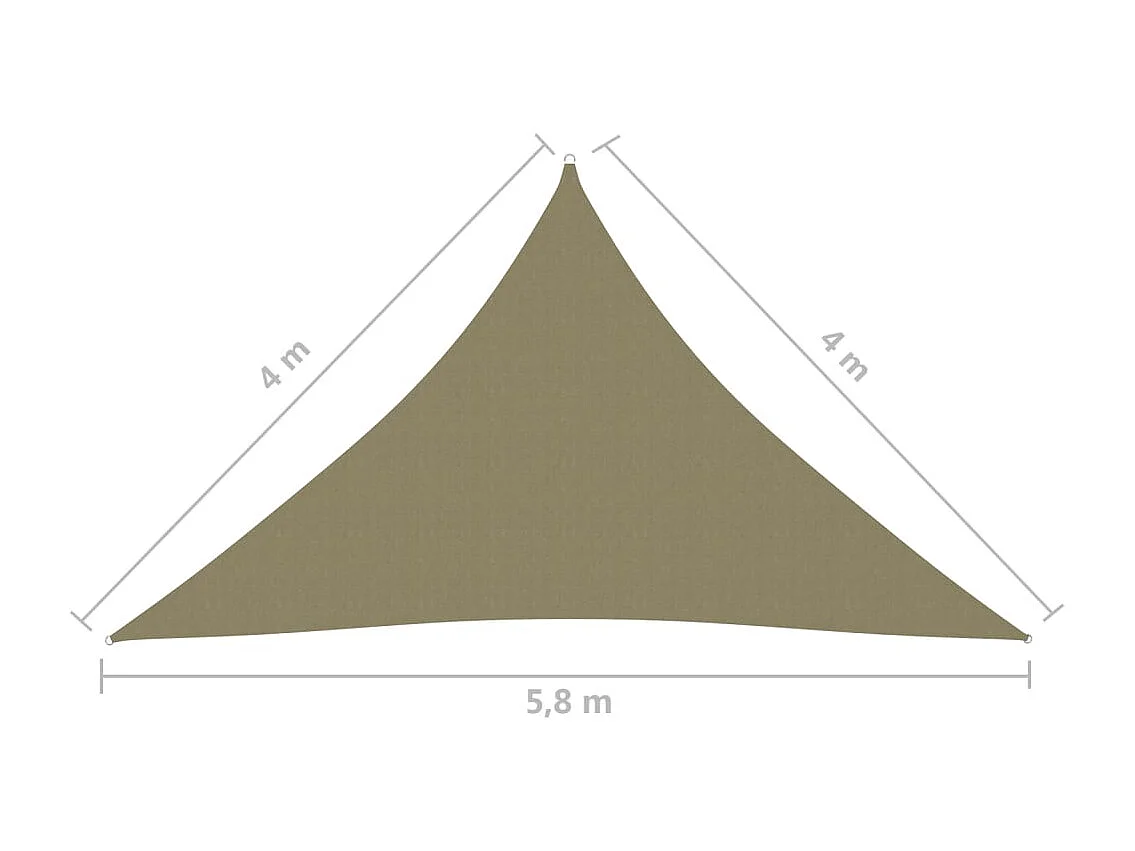 Vela parasole triangolare in tessuto oxford 4x4x5,8 mt beige