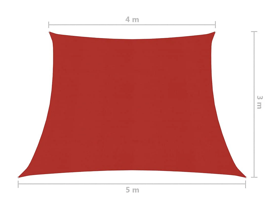 Voile d'ombrage 160 g/m² Rouge 4/5x3 m PEHD