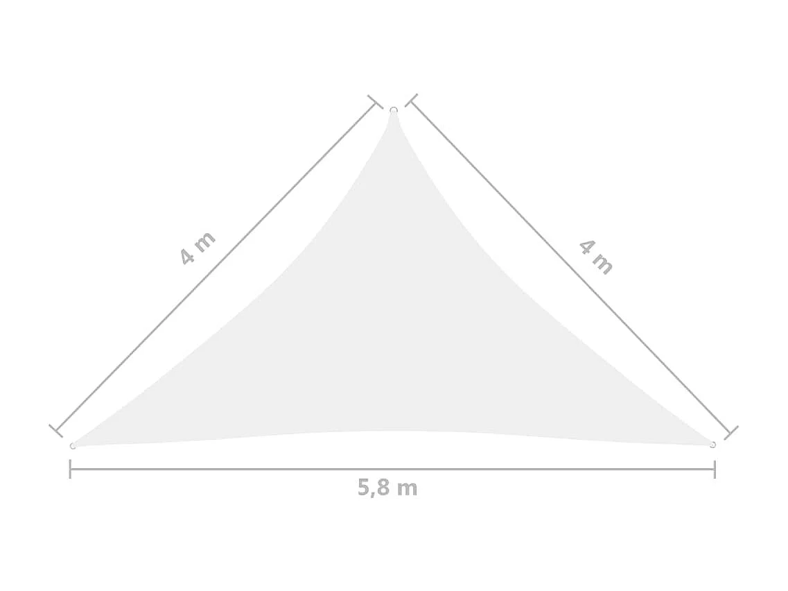 Voile de parasol tissu oxford triangulaire 4x4x5,8 m blanc