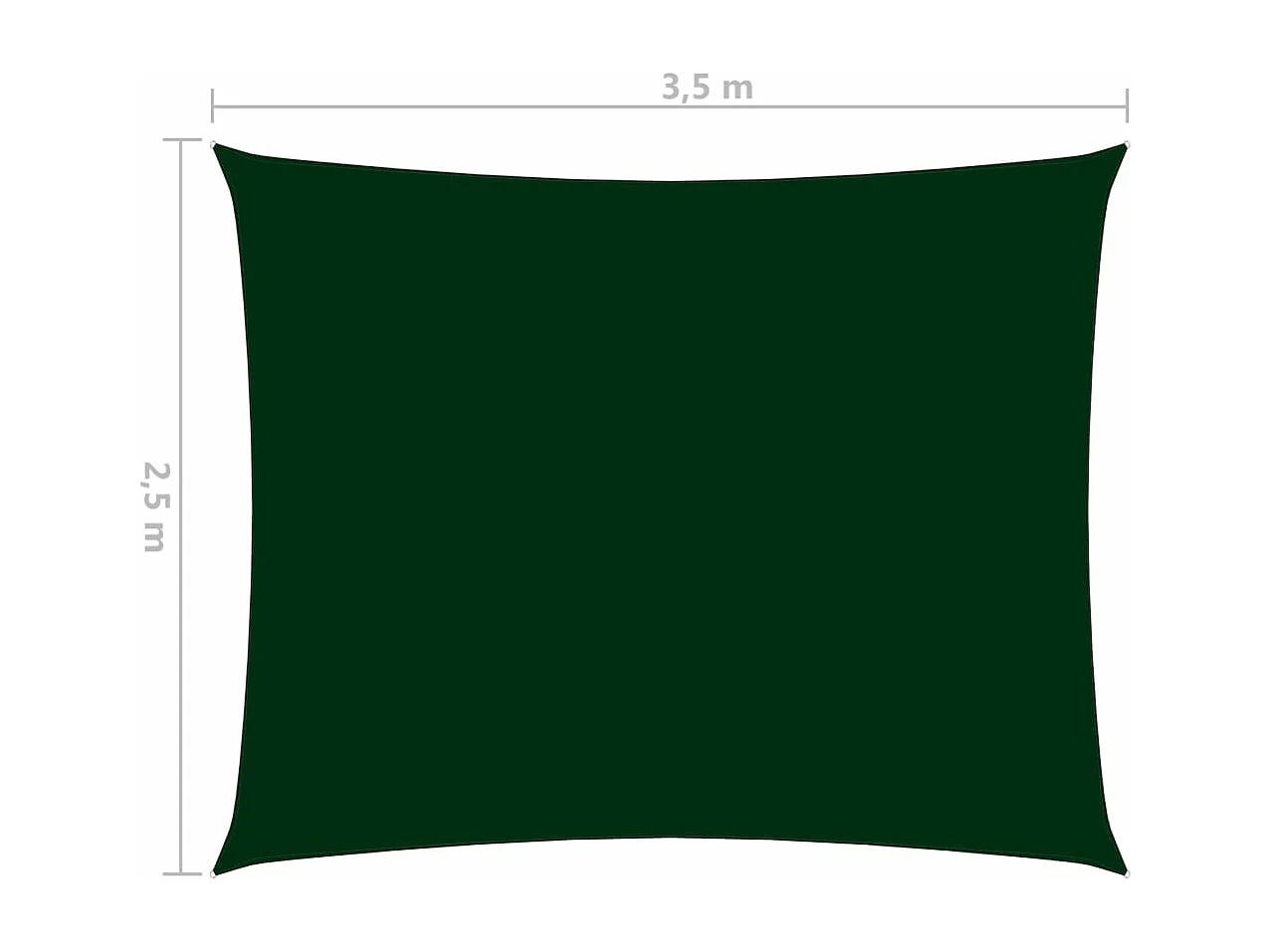 Voile de parasol tissu oxford rectangulaire 2,5x3,5m vert foncé