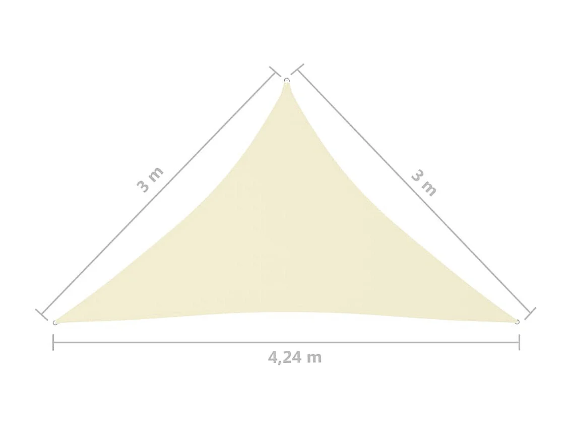 Voile de parasol tissu oxford triangulaire 3x3x4,24 m crème