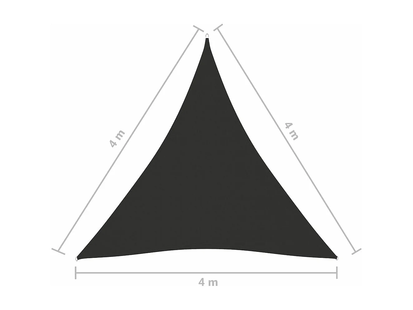 Voile de parasol tissu oxford triangulaire 4x4x4 m anthracite