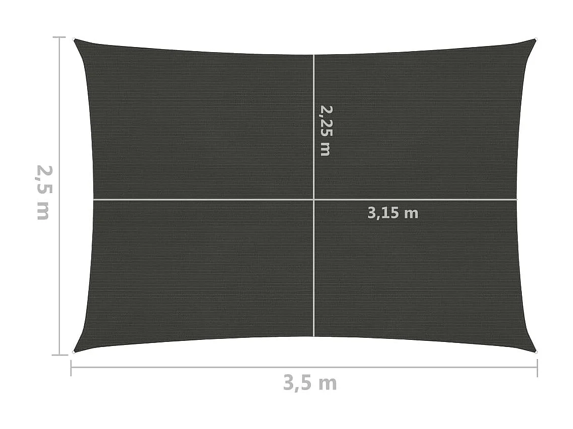 Voile d'ombrage 160 g/m² Anthracite 2,5x3,5 m PEHD