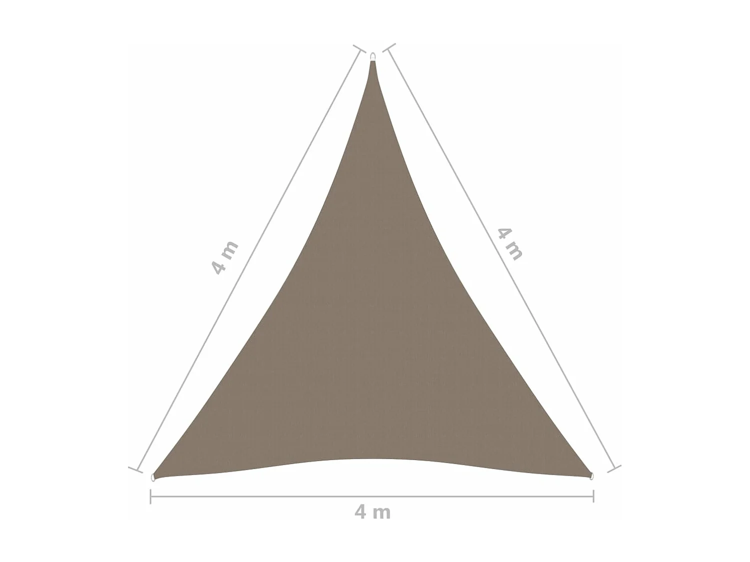 Vela parasol triangular tela oxford 4x4x4 m topo