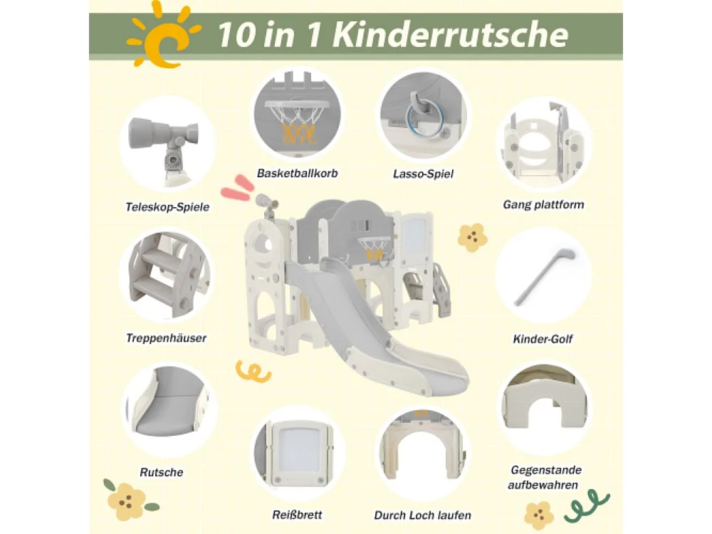 Tobogán 10 en 1 para niños - Juego de escalada multifuncional.