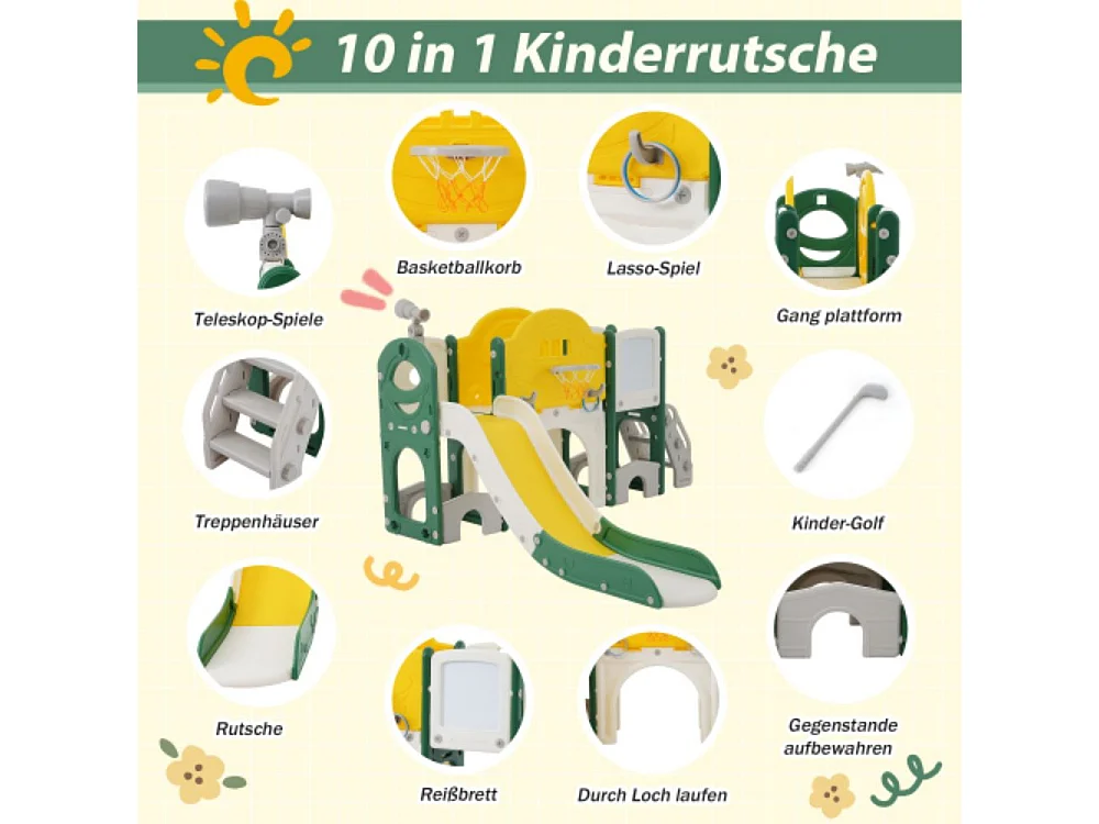 Tobogán 10 en 1 para niños - Juego de escalada multifunción.