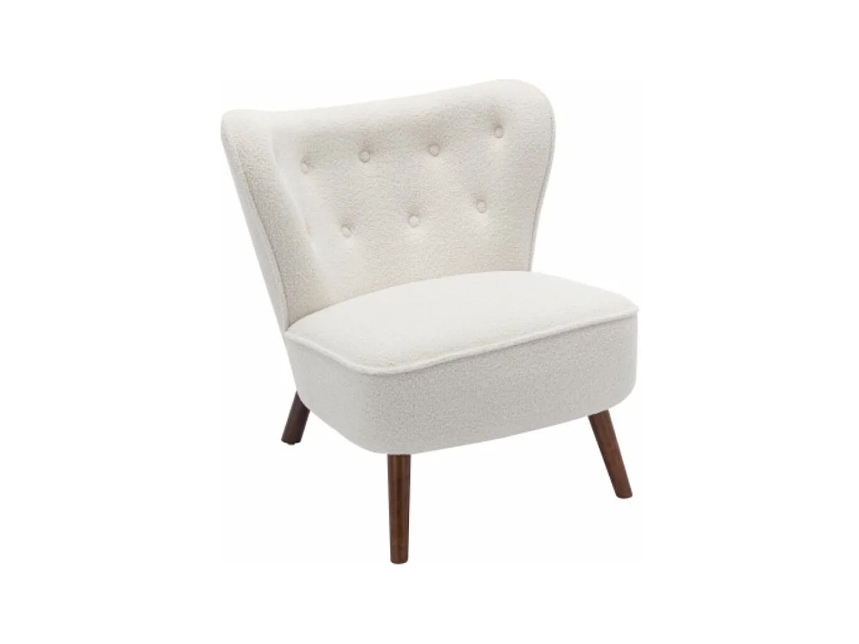 Fauteuil de salon avec dossier extra haut et pieds en bois massif