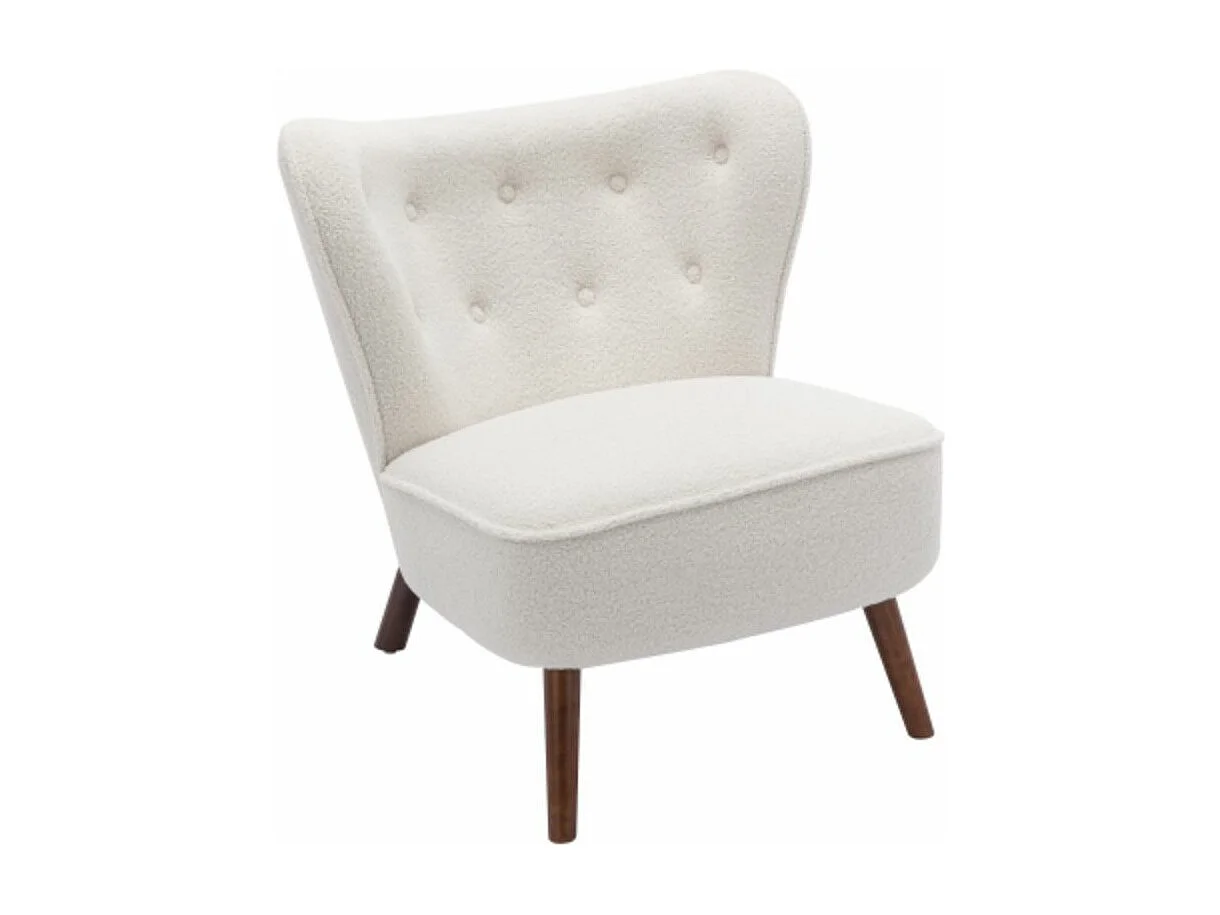 Fauteuil de salon avec dossier extra haut et pieds en bois massif