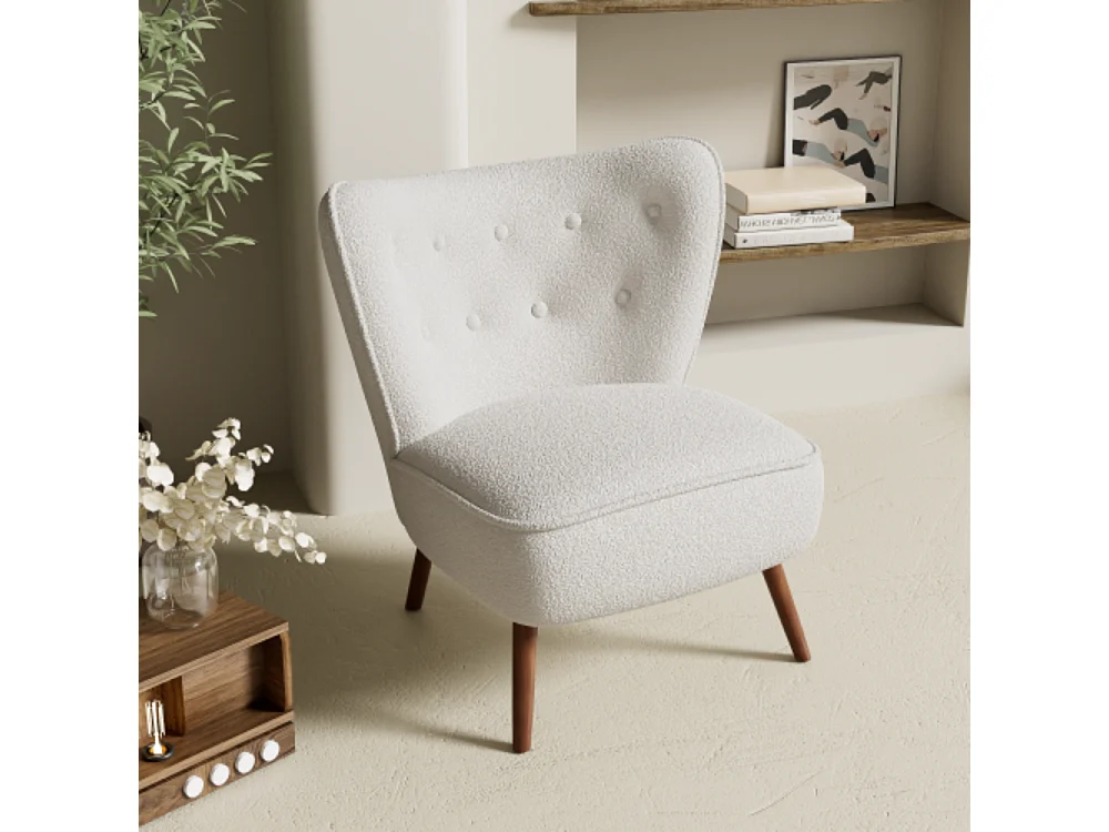 Fauteuil de salon avec dossier extra haut et pieds en bois massif