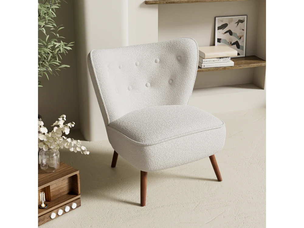 Fauteuil de salon avec dossier extra haut et pieds en bois massif