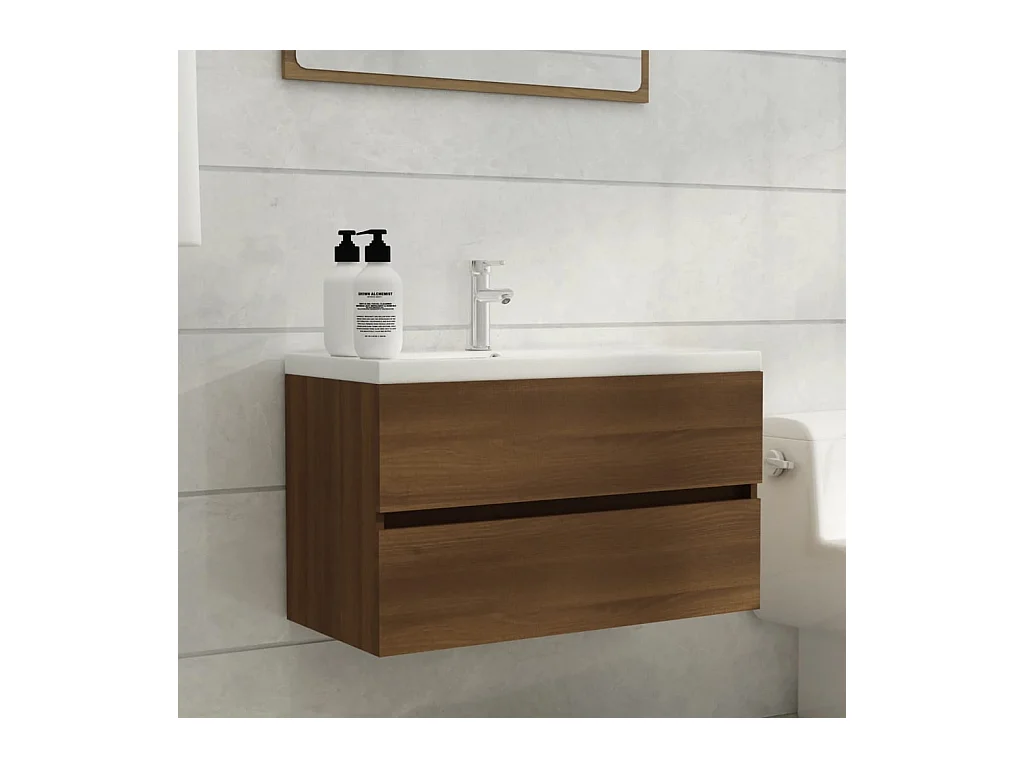 Spoelbakkast Bruin eiken 80x38,5x45 cm Bewerkt hout