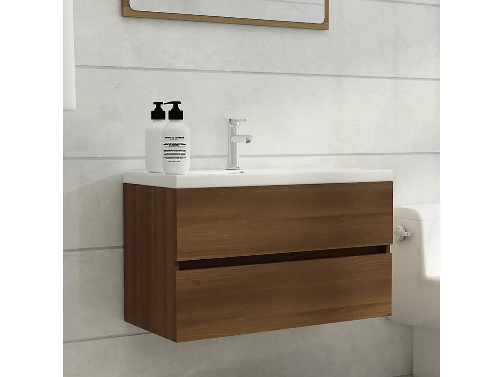 Spoelbakkast Bruin eiken 80x38,5x45 cm Bewerkt hout