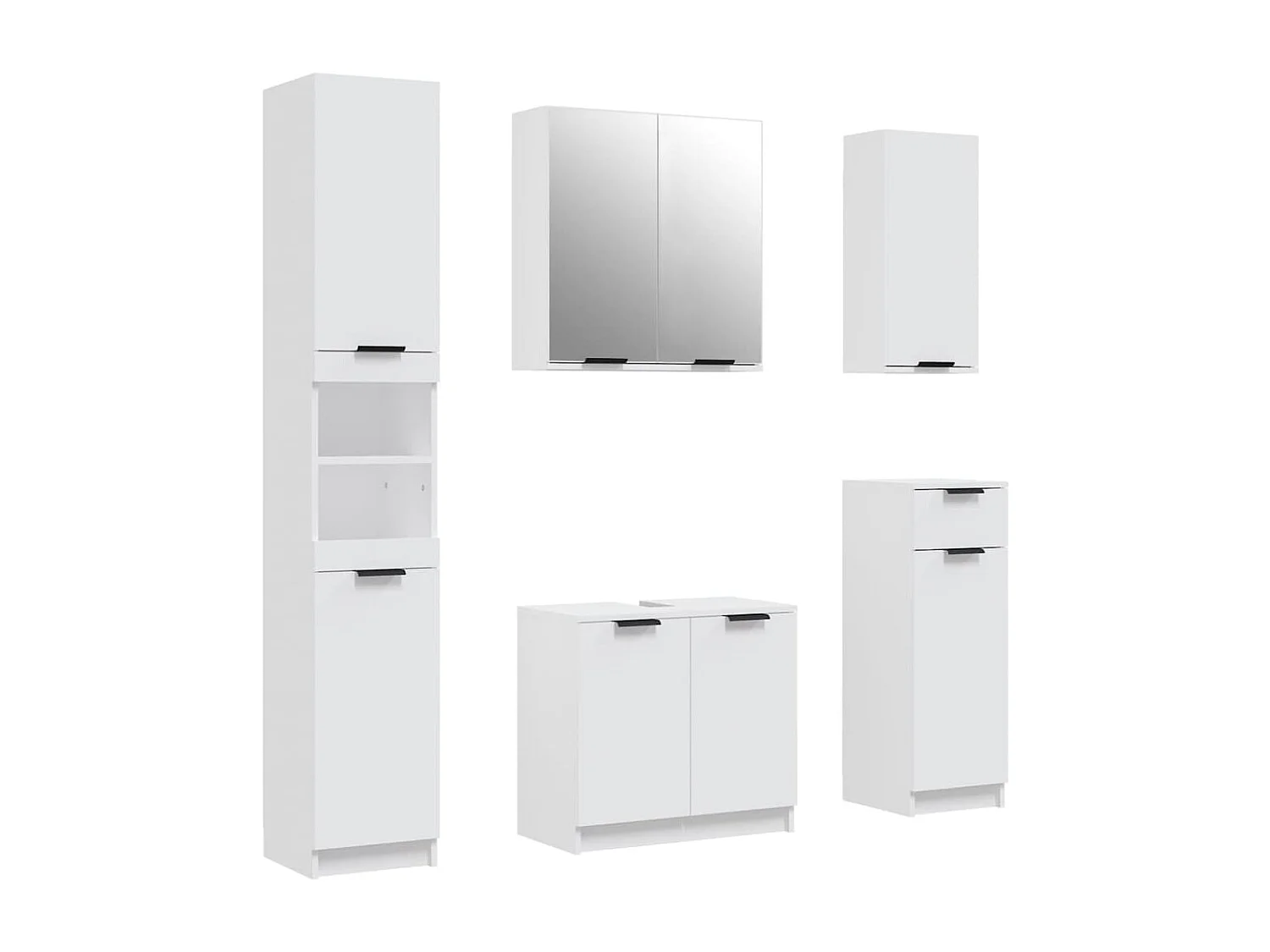 Mobili da bagno 5 pz. Bianco Legno composito