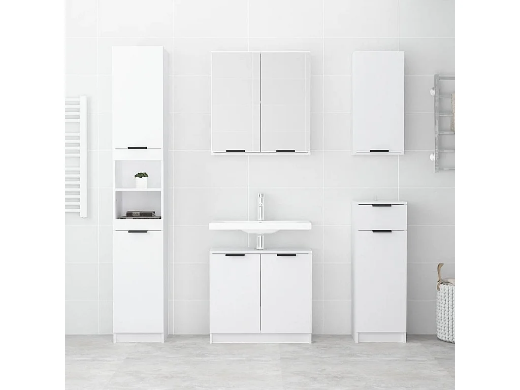 Mobili da bagno 5 pz. Bianco Legno composito